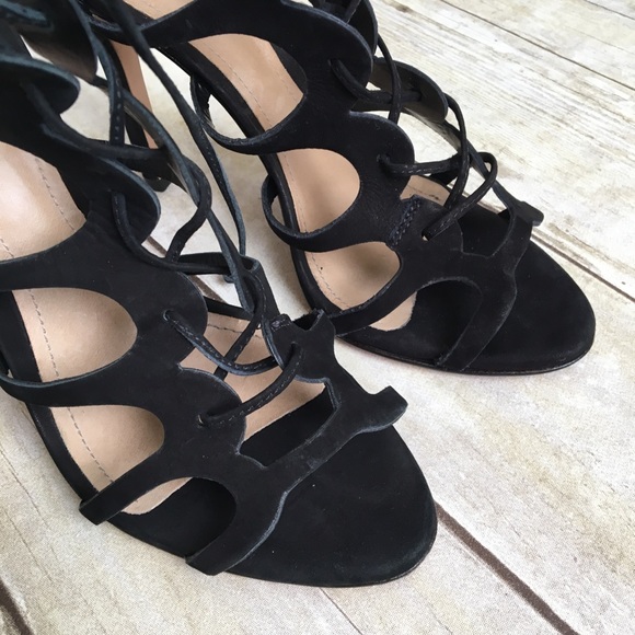 SCHUTZ Black Velvt Laurine Gladiator Sandals Heels - Picture 5 of 8